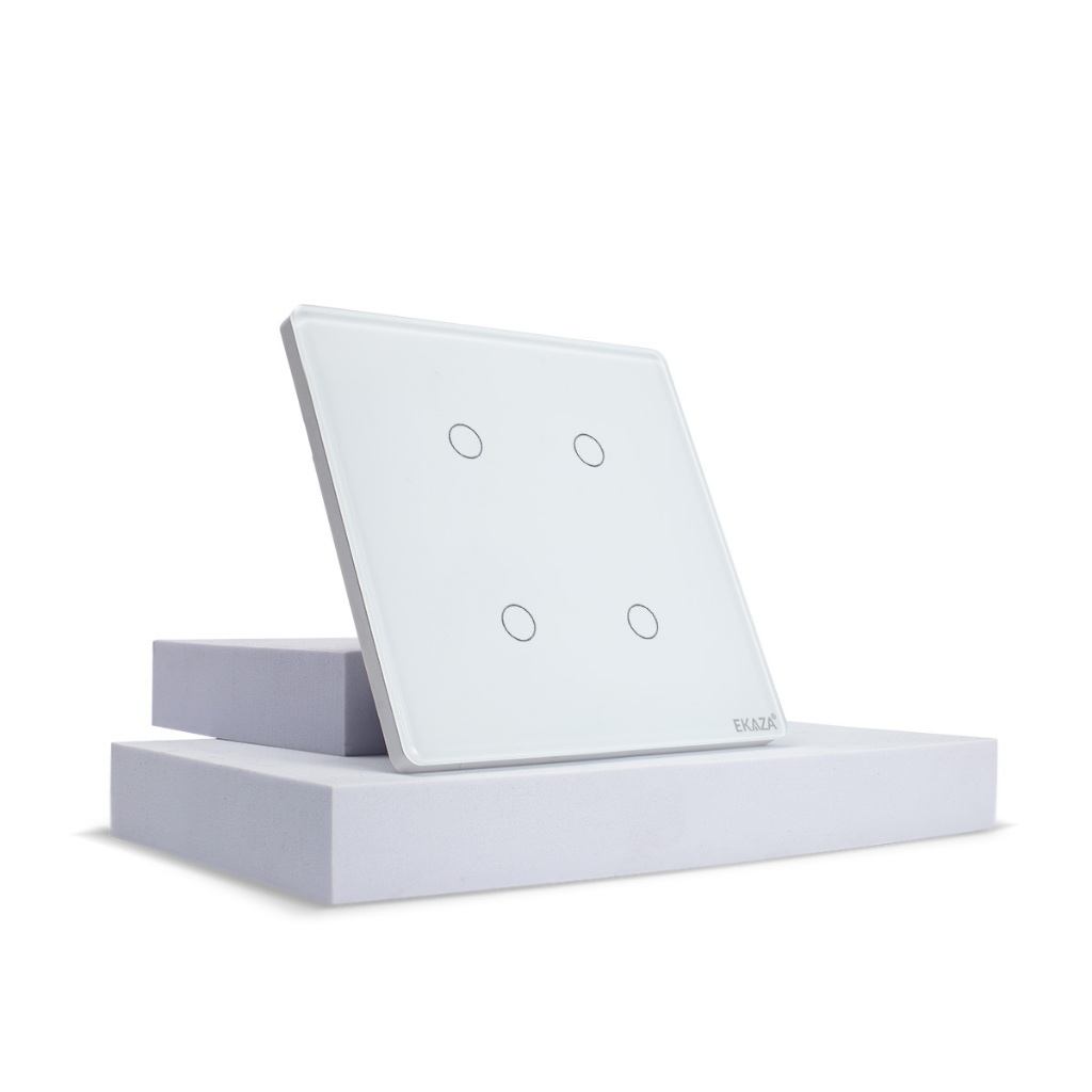 Ekaza Interruptor Inteligente WiFi 4x4 vidro 2.5d 4 botão Touch Alexa Google home