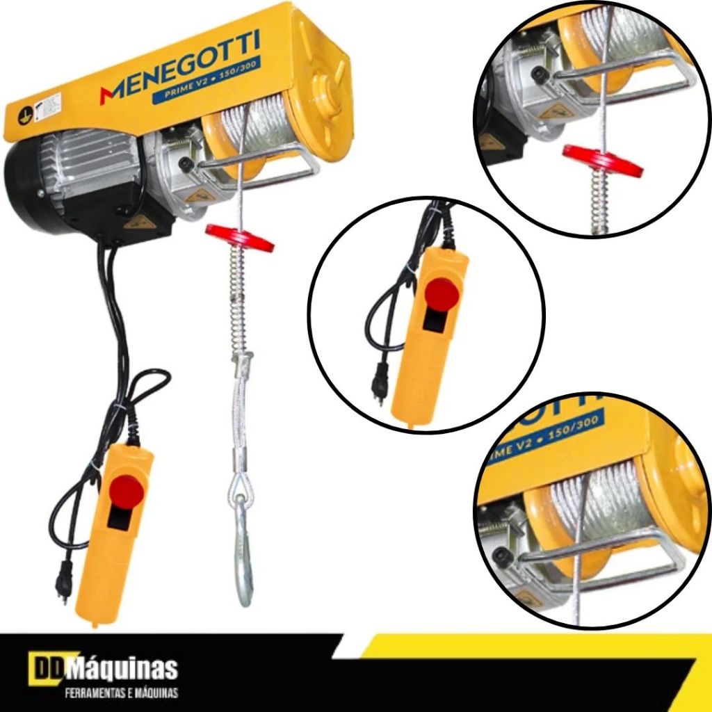 Guincho de Coluna Prime 150/ 300Kg 650W 220V Monofásico - MENEGOTTI