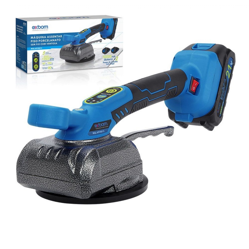 Assentador de Pisos Ventosa De Sucção 130mm 80kg e Duas Baterias MQL-APV8015 EXBOM