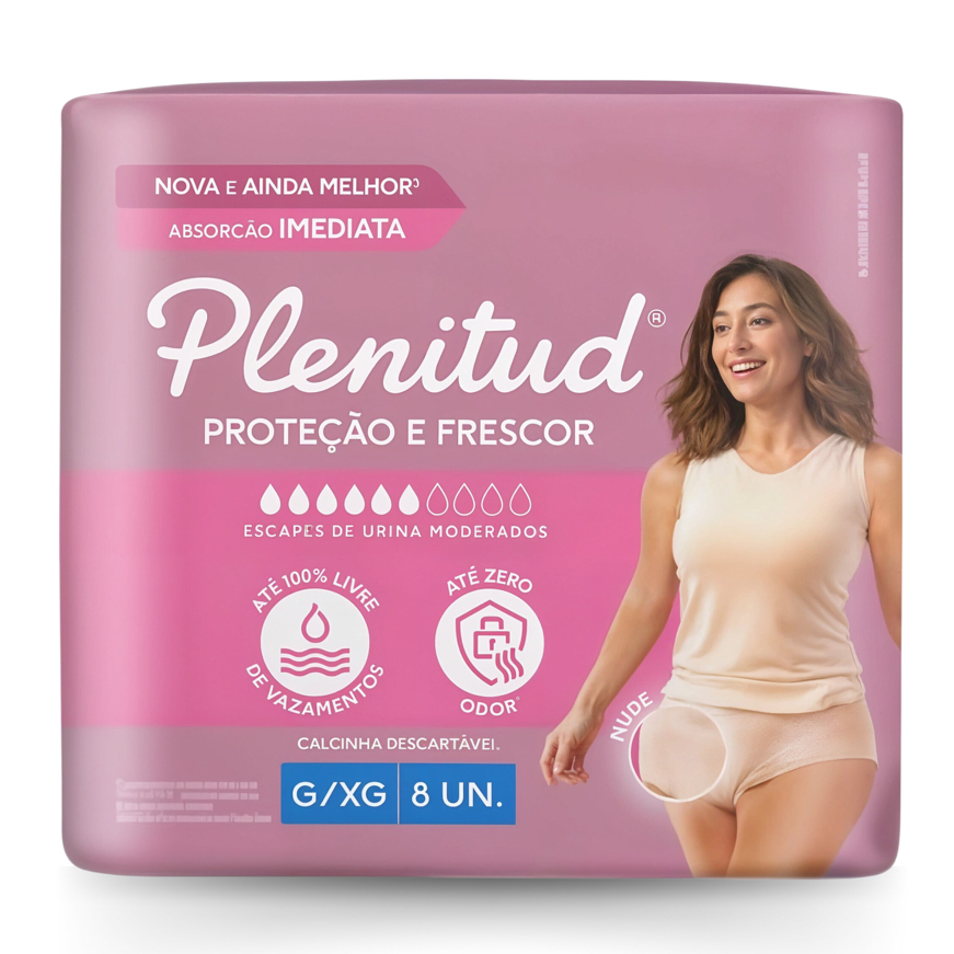 Roupa Íntima Descartável Plenitud Femme - G/XG - 8 Unidades