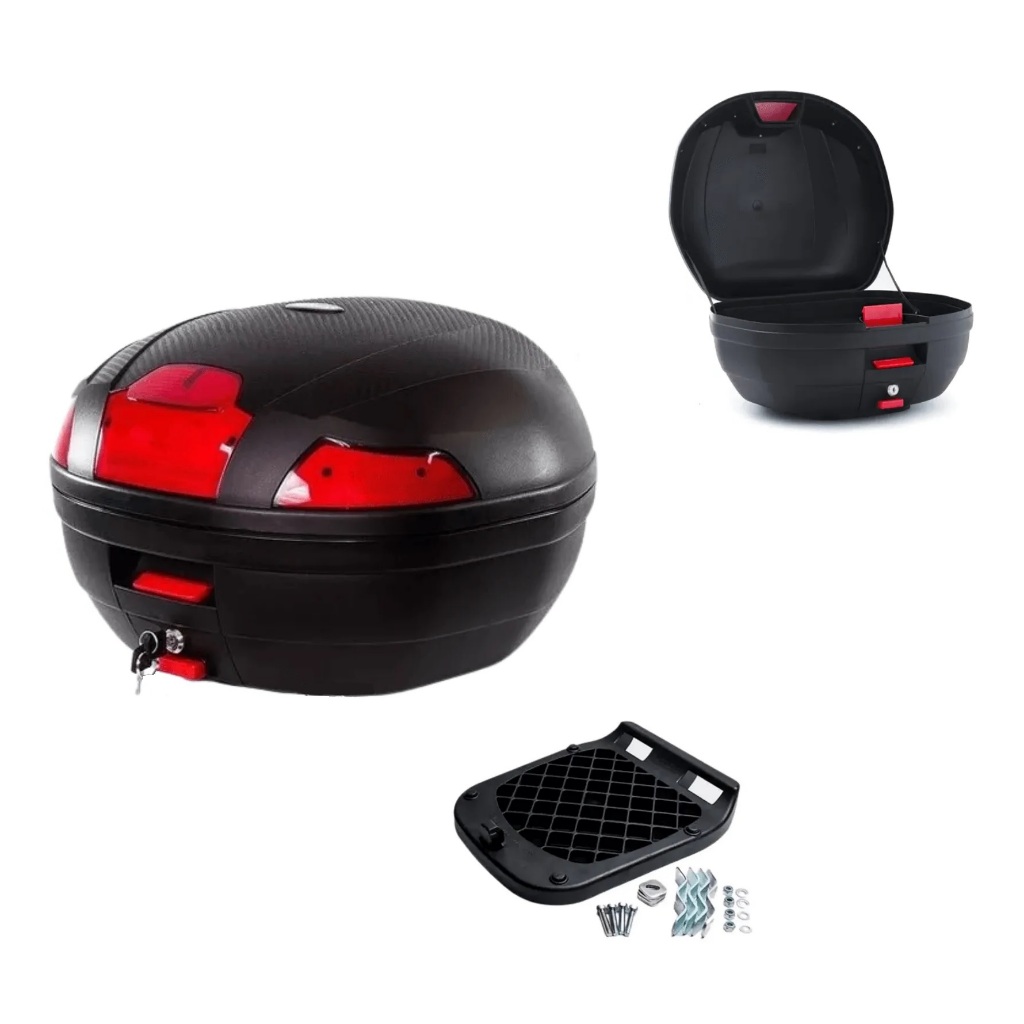 Bau para moto reforçado resistente Taurus 35 Litros com chaves e base