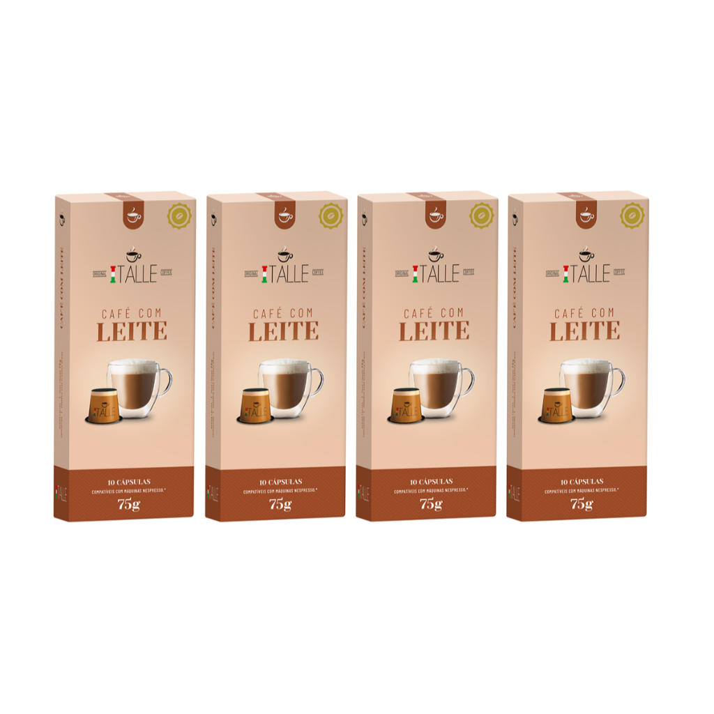 Café com leite  Cápsulas Compatíveis Nespresso  Café Italle 4 Caixas em Oferta na Shopee