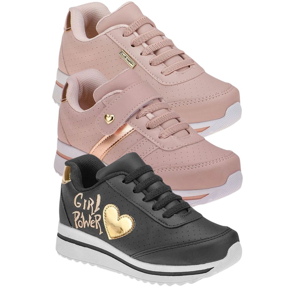 Tenis Infantil Menina Feminino Kit 03 Pares Sapato Infantil Menina Tamanho Do 24 ao 36 - Baby & Kids Fashion