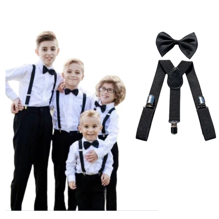 Kit Suspensório Gravata Borboleta Infantil Criança Menino Menina Várias Cores