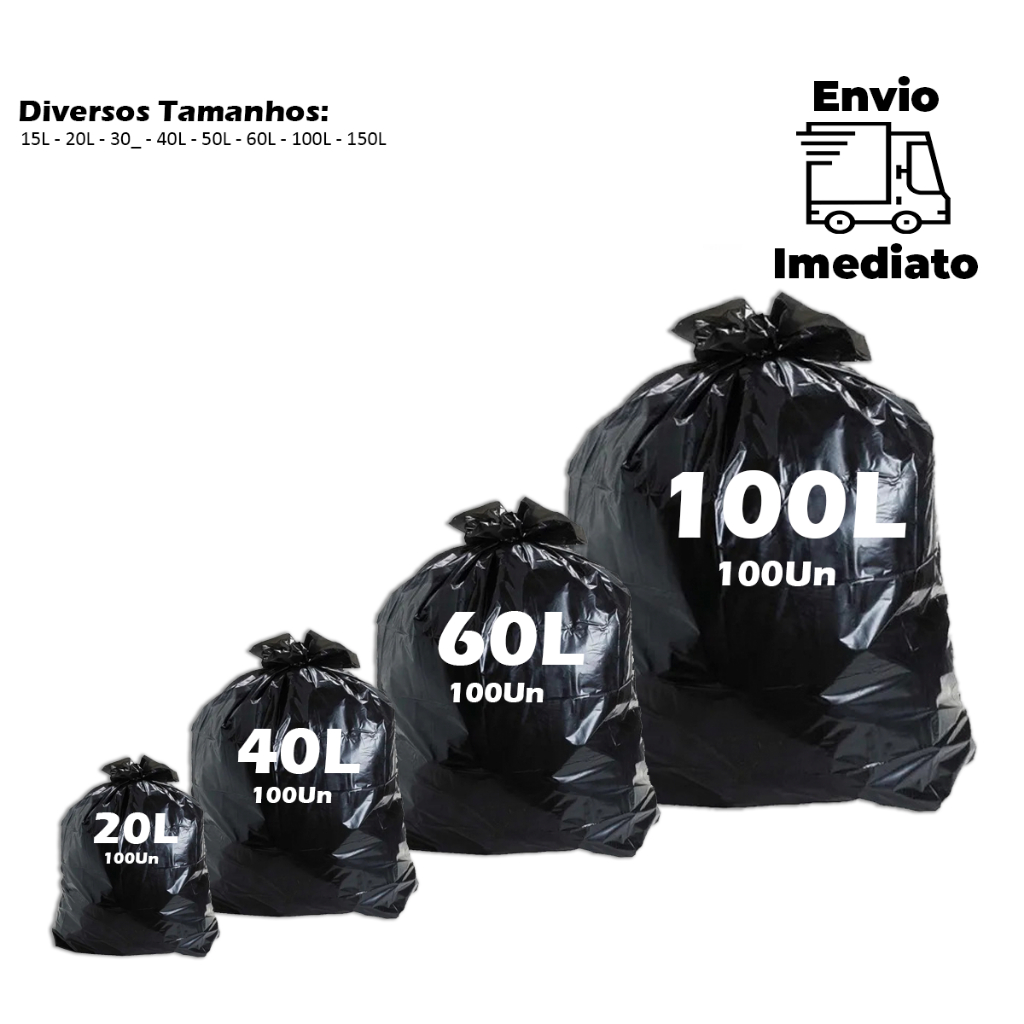 Saco Para Lixo 100 Litros Com 100 Unidades Direto da Fabrica 0.6