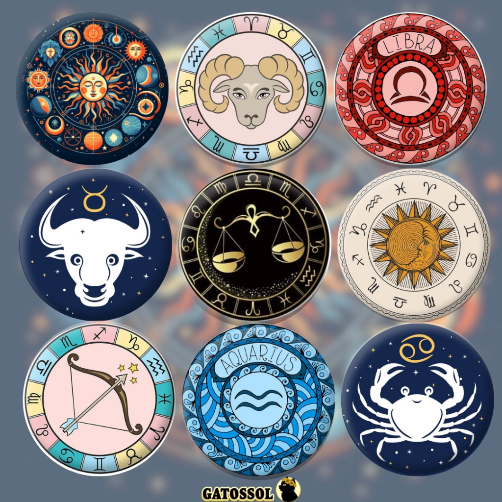 Imagem SIGNOS Bottons 4,5 cm -  Horóscopo -  Áries - Bottom/botton - Boton  - Broche alfinete - Boton - Button - Pin - Botum