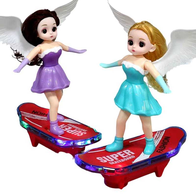 Skate elétrico de princesa infantil com carro de brinquedo de direção automática de colisão