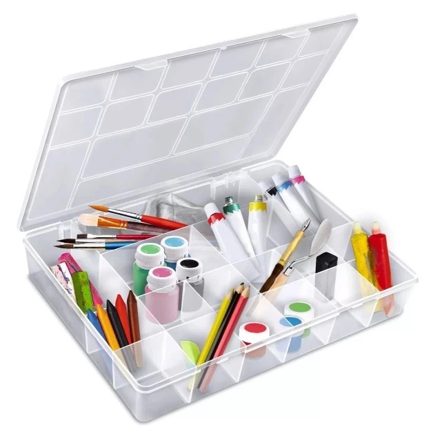 Box Organizador Transparente 37x 28 x 6 cm GG C/17 Divisórias Usual Utilidades De casa Ref:798