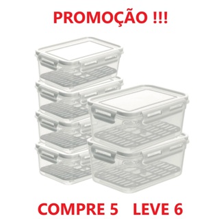 Kit 6 Potes Herméticos Com Escorredor Para Geladeira Empilhável. em Oferta na Shopee