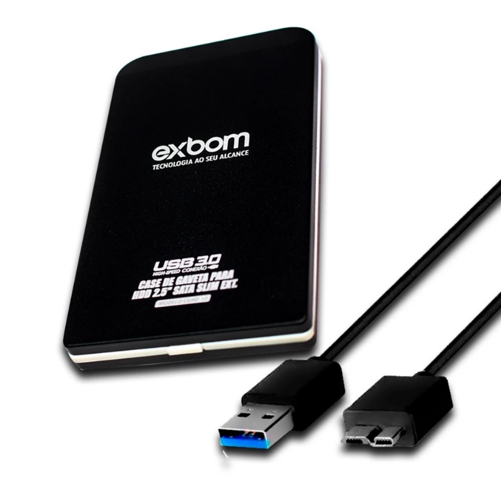 Case Slim Hd Externo Hdd 2.5 Sata Exbom Usb 3.0 Gaveta 3tb