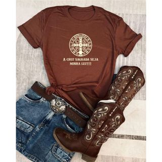 Tshirt Feminina Camiseta Baby Look São Bento Algodão em Oferta na Shopee