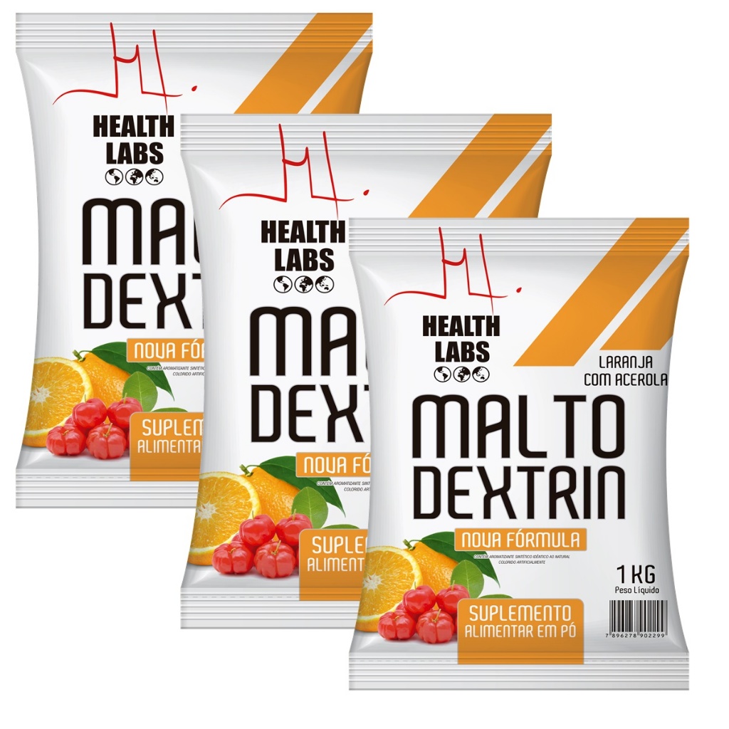 3un Maltodextrin 1kg Laranja com Acerola - Health Labs