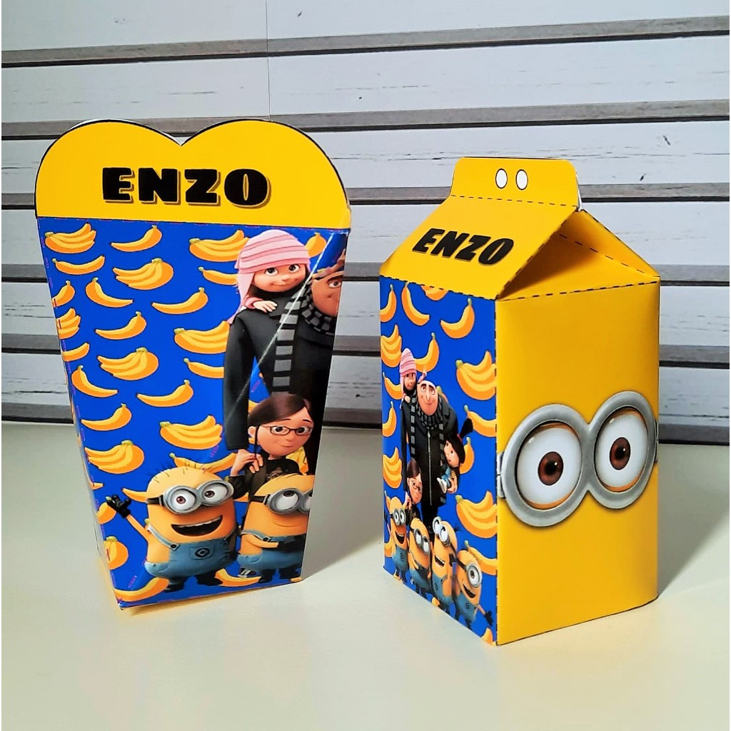 20 ITENS KIT PERSONALIZADOS MINIONS 10 CAIXA MILK E 10 CAIXA CORAÇÃO **COM NOME PERSONALIZADO** PODE SER OUTRO TEMA em Oferta na Shopee