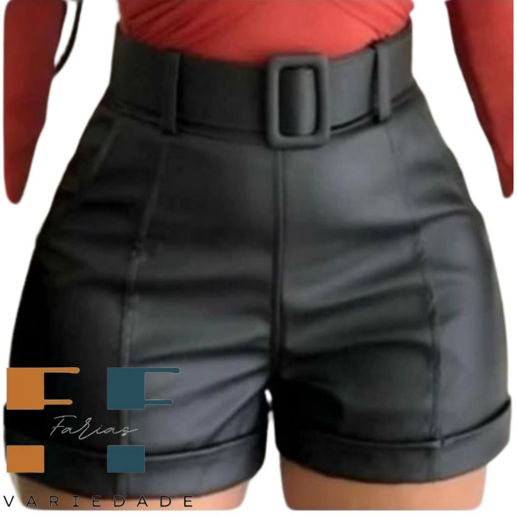 Short/ Shorts Feminino De Couro Fake Moda Verão Bolso Funcional Cintura Alta - PROMOÇÃO IMPERDIVEL em Oferta na Shopee