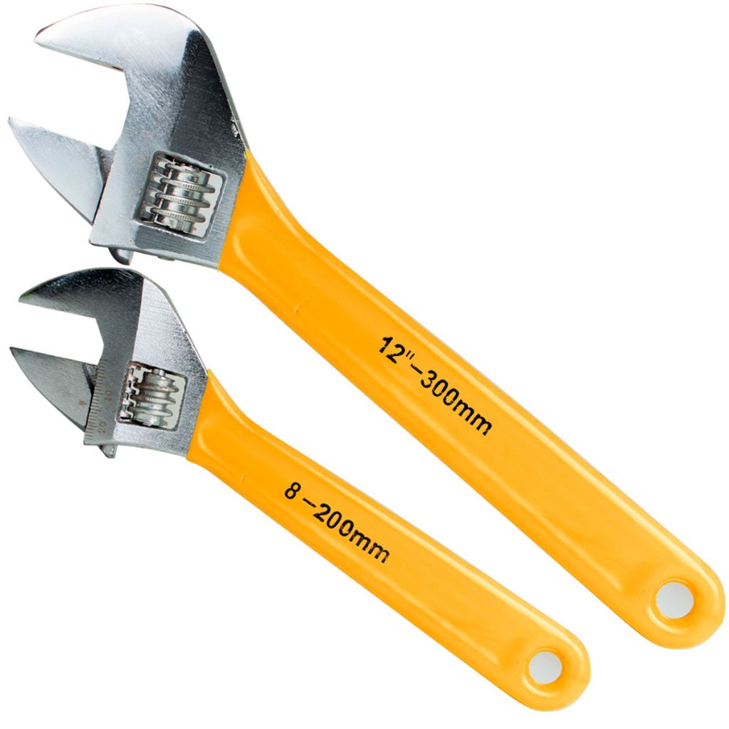 Kit Chave Inglesa Profissional Reforçada Ajustável Aço Carbono 8'' 10'' 12'' 15''