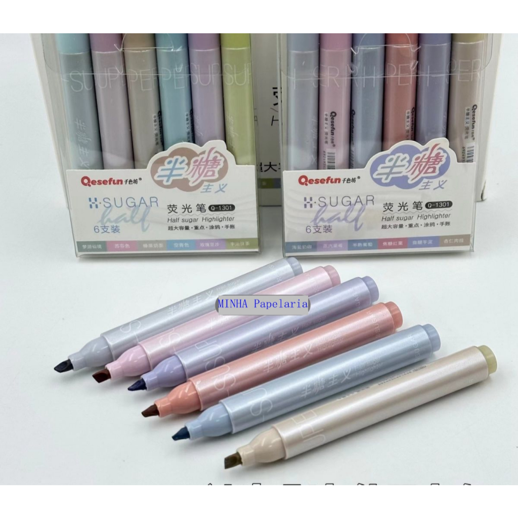 kit com 6 cores marca texto caneta iluminador tons pastel puadrada/escritório/escolar cy/diy