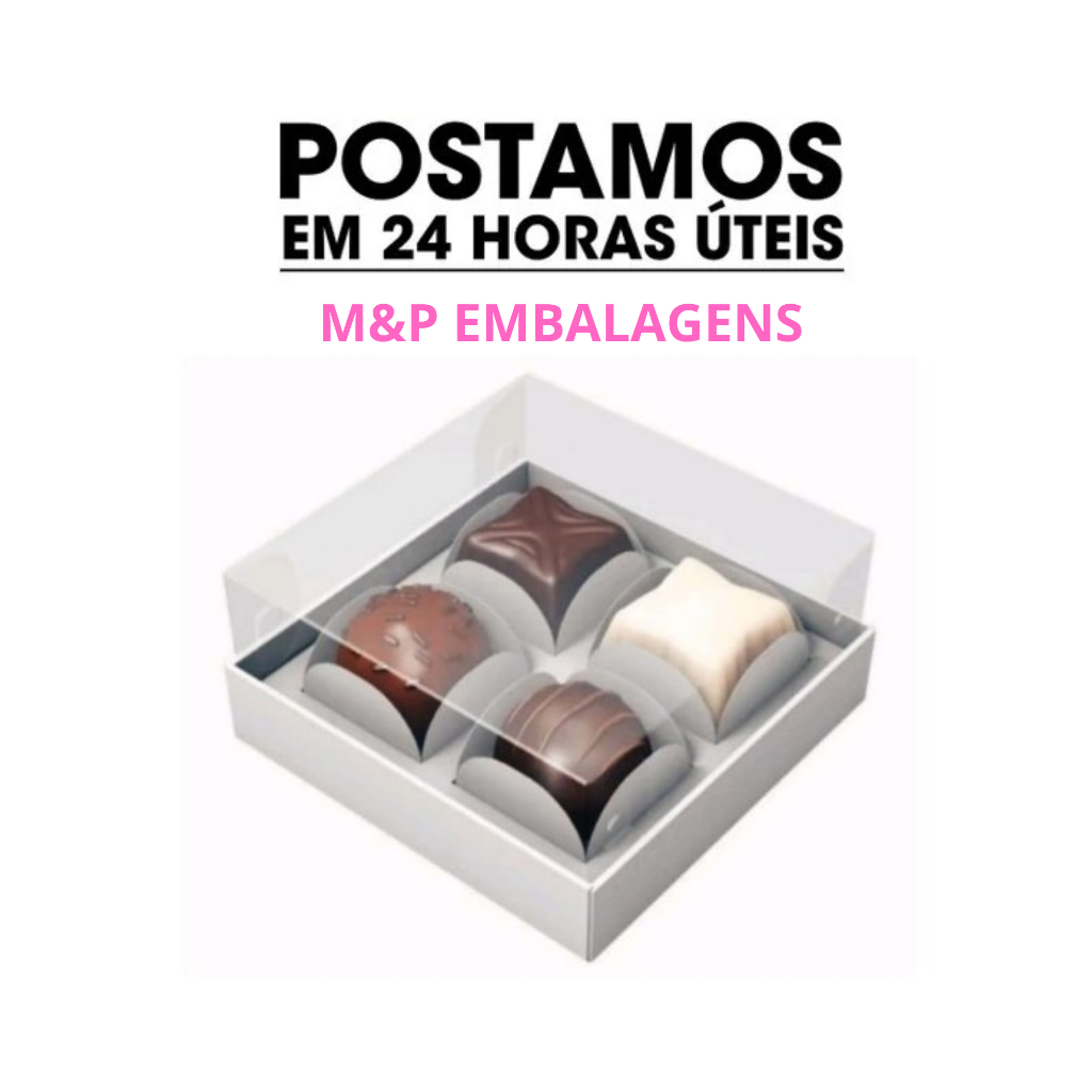 50 caixas para 4 brigadeiros/Bombons- Premium-Branca -CX78 em Oferta na Shopee
