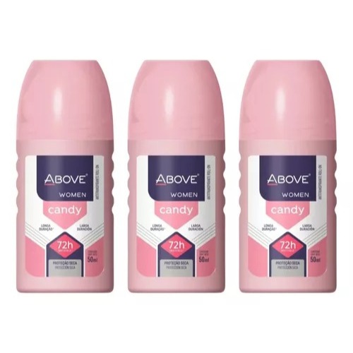 Desodorante Roll-on Above Women Candy 50ml Kit C/1/2/3 unid em Oferta na Shopee