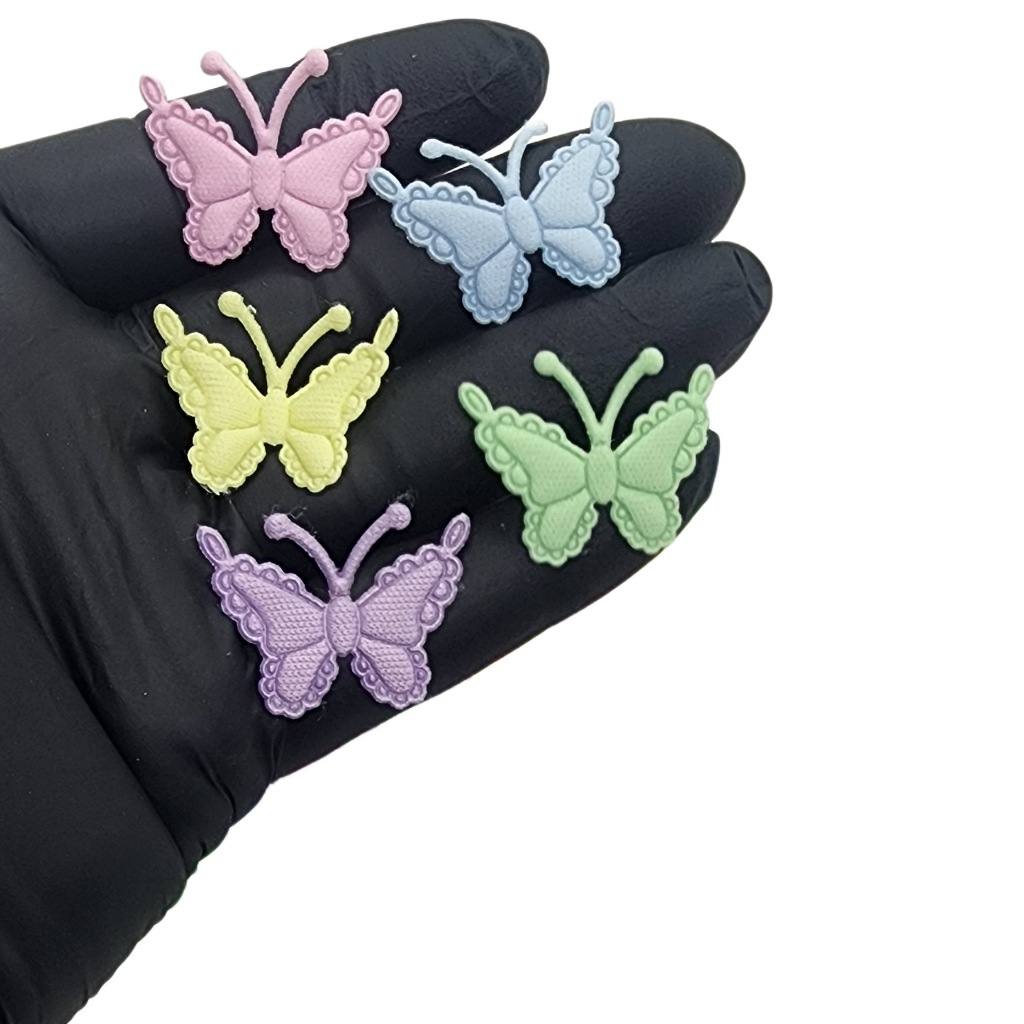 Aplique Borboleta Prensada Candy Colors para Roupas Tiaras e Artesanato - 50 unid