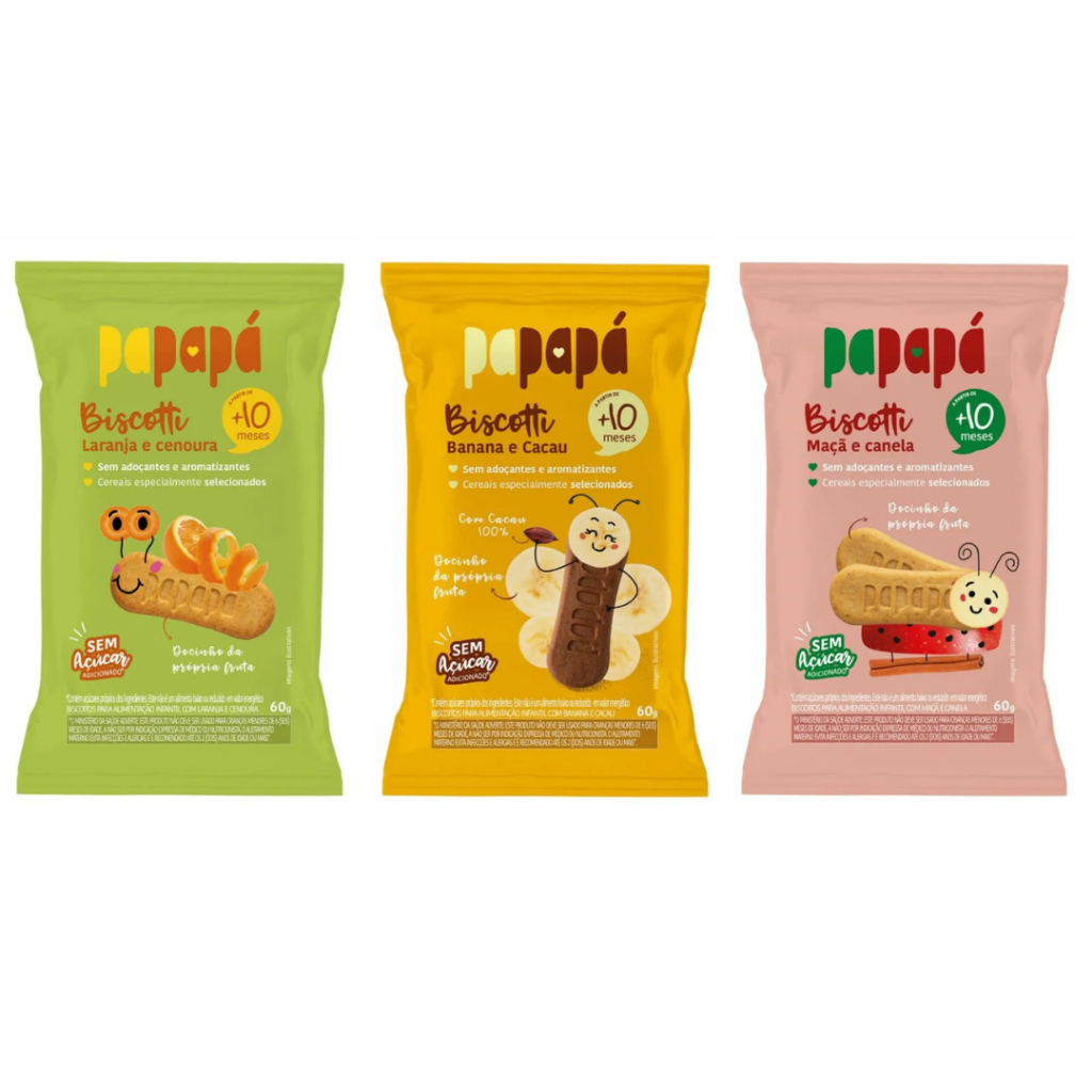 Kit 3 Biscoitos Infantil Papapá - Sabores Variados