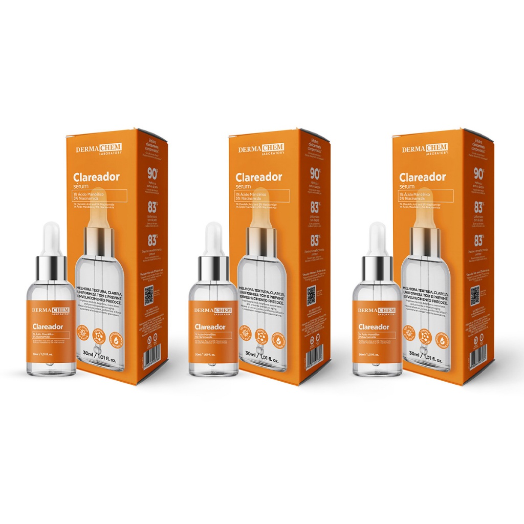 Dermachem Kit 3un Sérum Facial Clareador - 30ml em Oferta na Shopee
