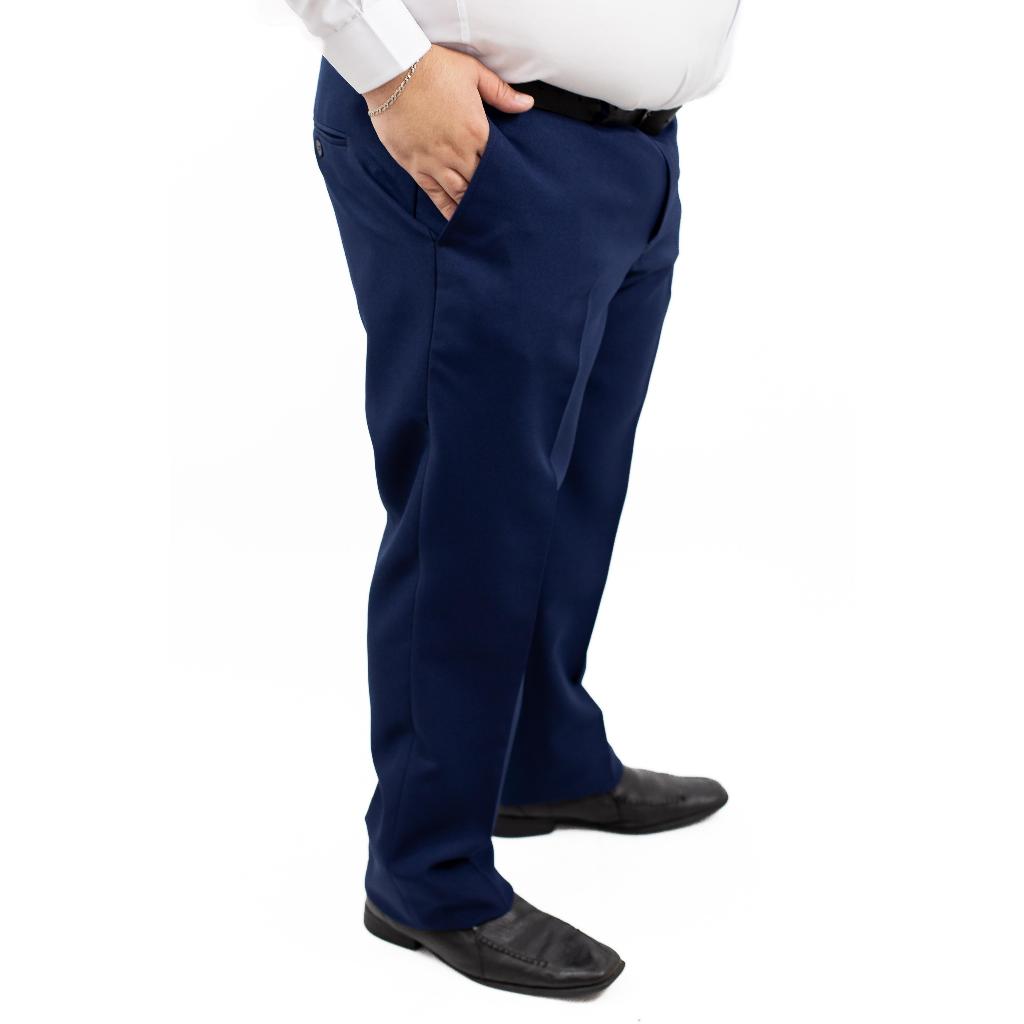 Calça Social Plus Size Masculina Oxford Premium com pregas Alfaiataria Slim