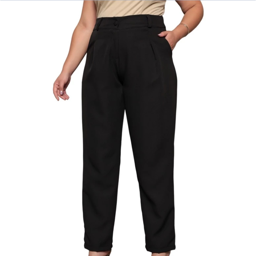 Calça Alfaiataria Plus Size feminina Elegante Casual estilosa Cintura alta