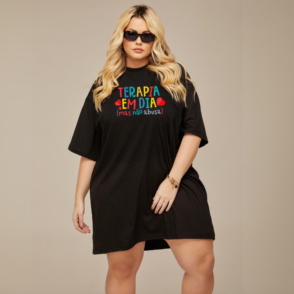 T-Shirt Feminina Camisetão Camiseta Vestido Over Size Plus Size Moda Verão