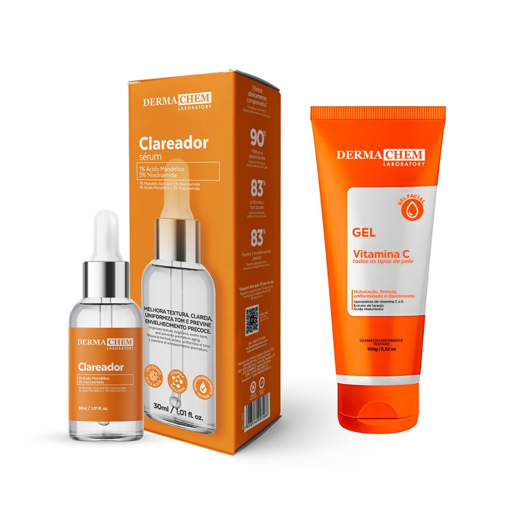 Dermachem Kit 2un - 1un Sérum Facial Clareador + 1un Gel Facial Vitamina C em Oferta na Shopee