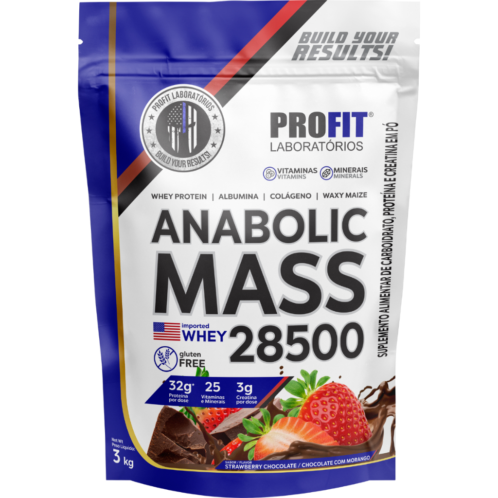 Hipercalórico Anabolic Mass 28500 3kg para Ganho de Peso - Profit Laboratórios