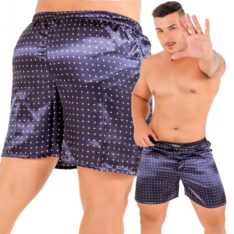 KIT 5 Short cueca samba canção cetim pijama masculino confortável estampado