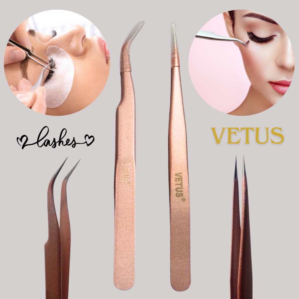 Par de Pinças Vetus para Extensão de Cílios Alongamento Profissional Lashes em Oferta na Shopee