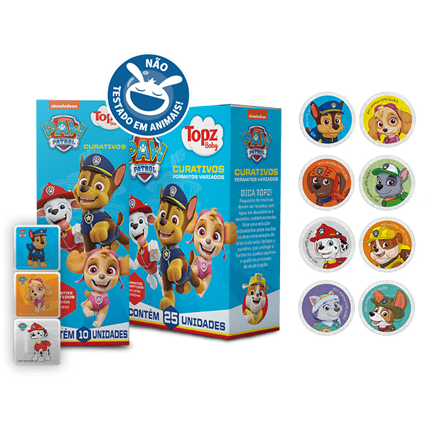 Curativo Flexível Patrulha Canina 10/25 Unidades Topz em Oferta na Shopee