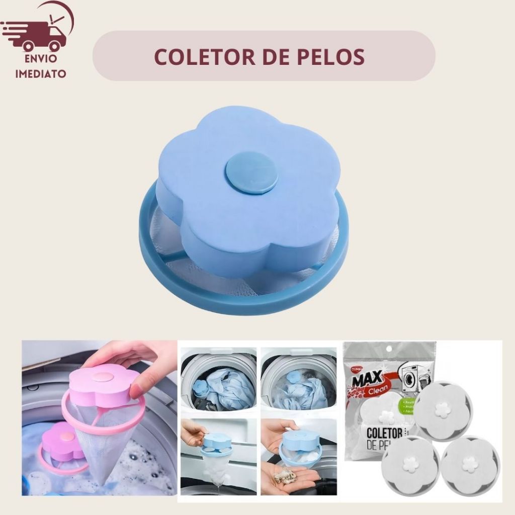 Filtro Coletor de Pelos Flutuante Bolinhas Fiapo Maquina de Lavar Max Clean Clink