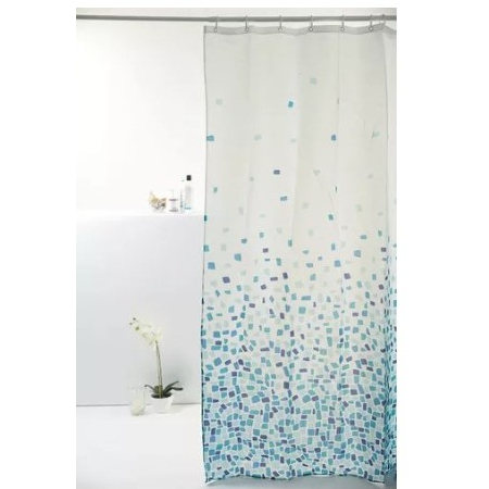 Cortina Para Box Poliester Pastilha Azul Bella Casa 198x180 Cor Azul-Celeste Pixel