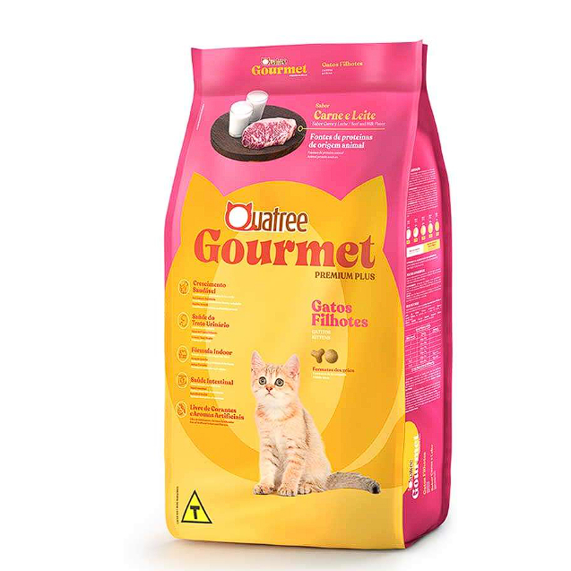 Ração Quatree Gourmet Gatos Filhotes Carne e Leite 1Kg