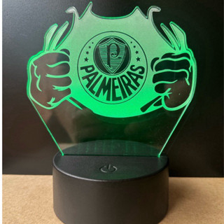 Luminaria para quarto Palmeiras em acrilico de 3mm com base de led RGB com controle remoto