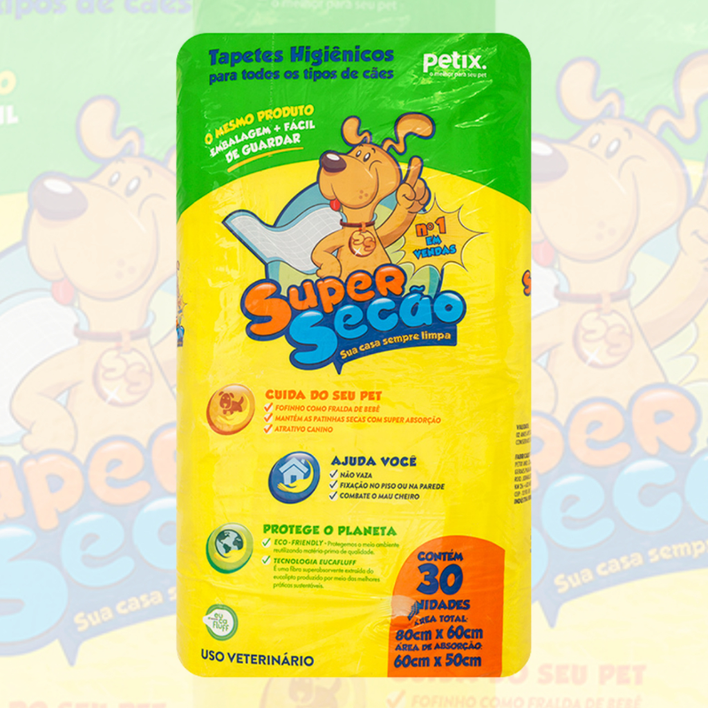 Tapete Higiênico Super Secão PREMIUM Petix 80x60 - 30 unidades