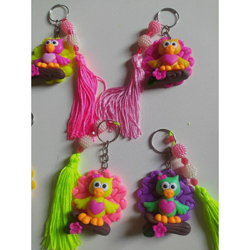Kit chaveiro de biscuit coruja com 3 unidades