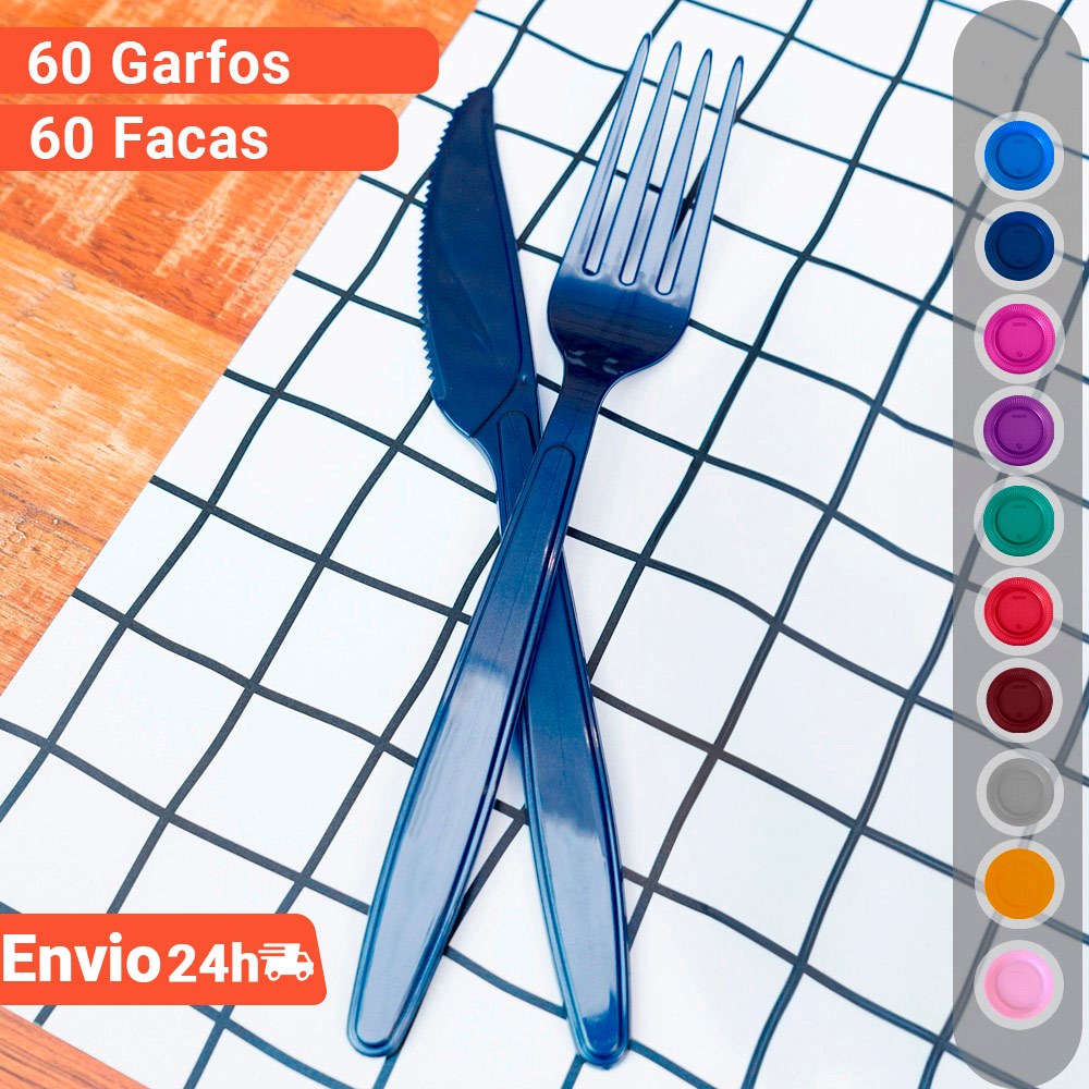 Kit Talher Descartável Refeição Churrasco Garfo e Faca Luxo 60 Pessoas em Oferta na Shopee
