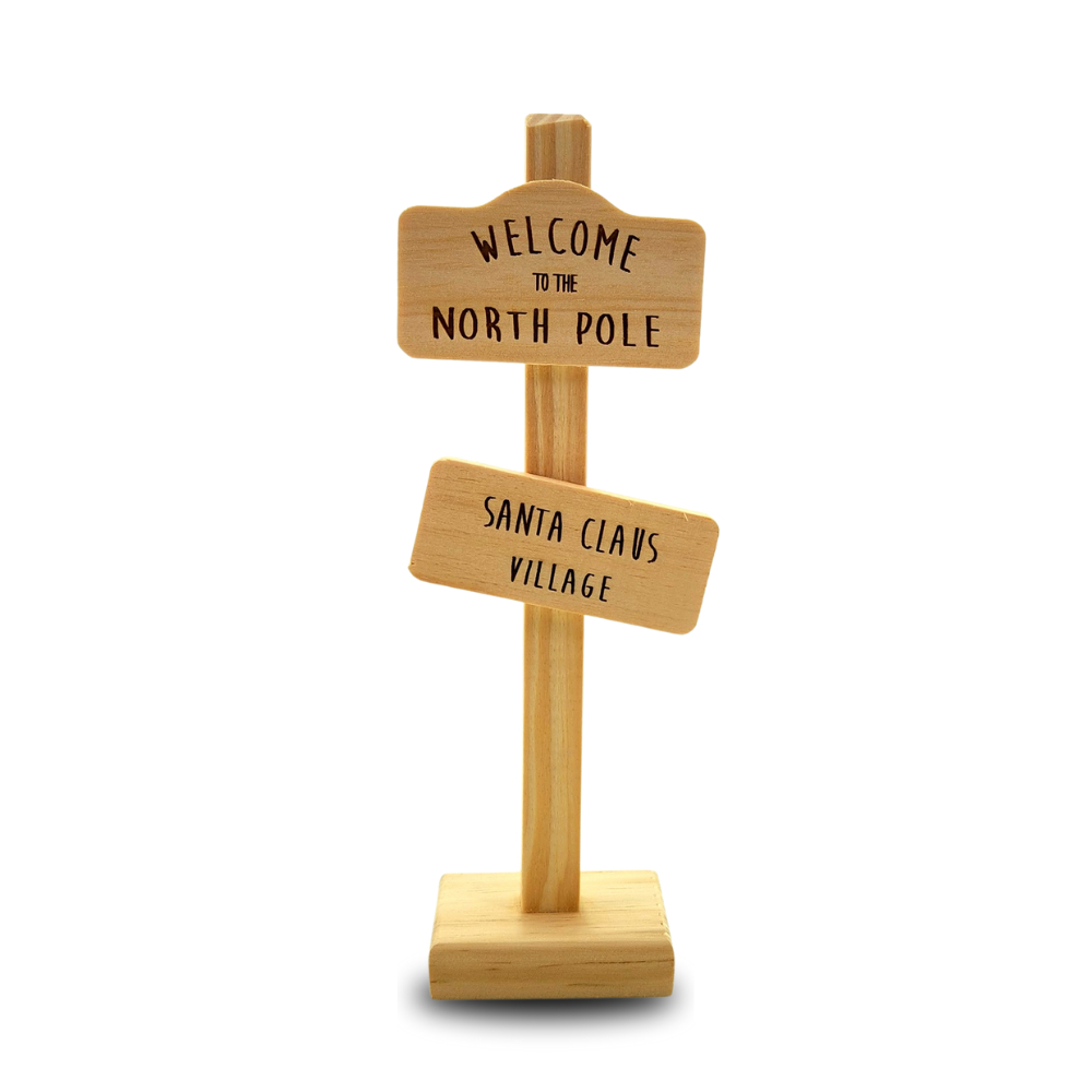 Placa de Natal Madeira Pinus Polo Norte – Decoração Criativa para Casa e Festa Natalina