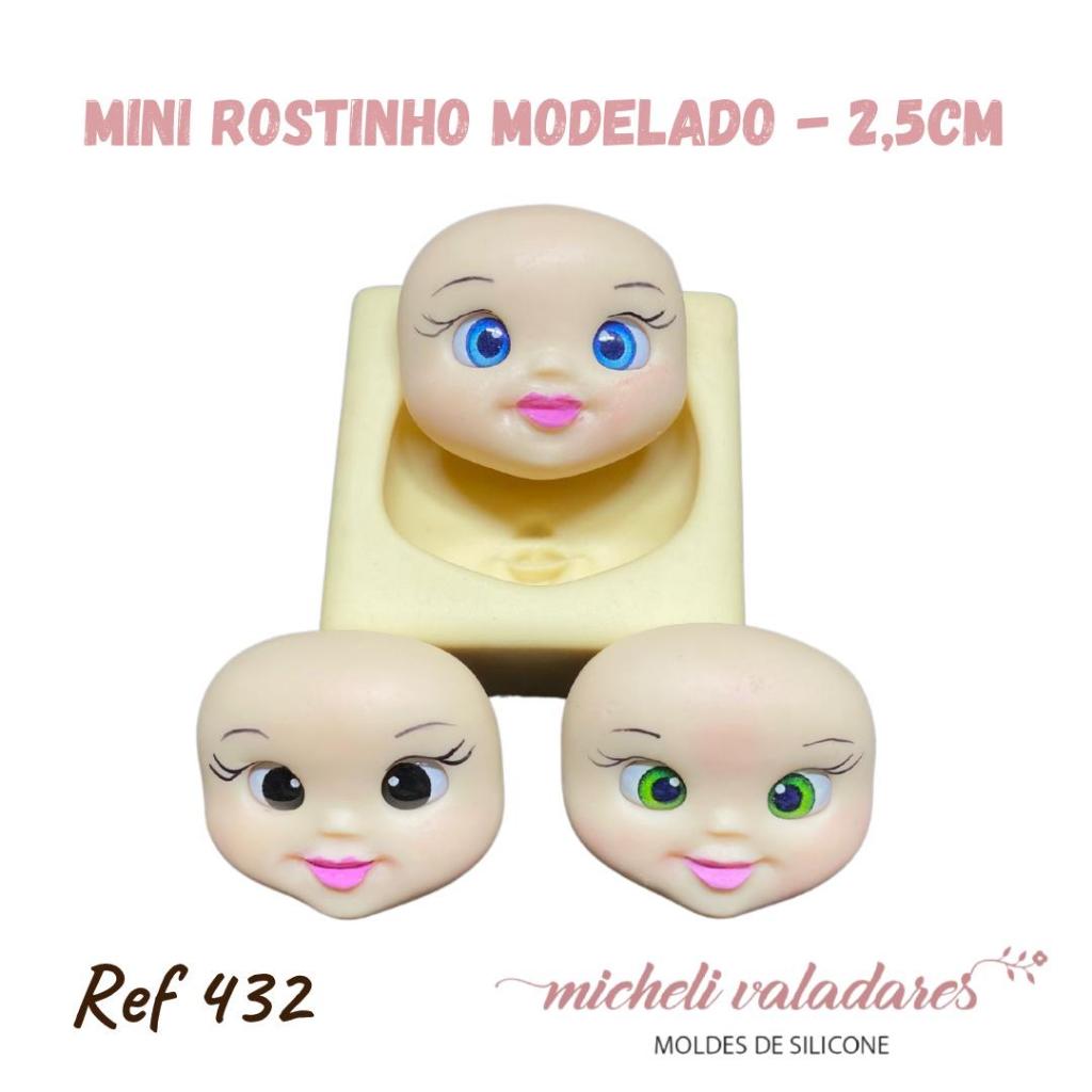 Molde de Silicone para Artesanato Mini Rostinho Modelado - 2,5 cm - Corpo e Cabeça