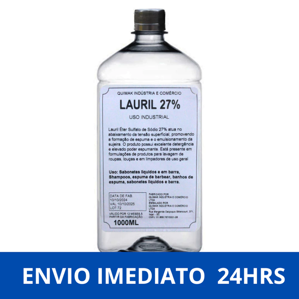 Lauril 27% Líquido - Sabonetes - Detergentes - Shampoo - PURO - ORIGINAL 1LT