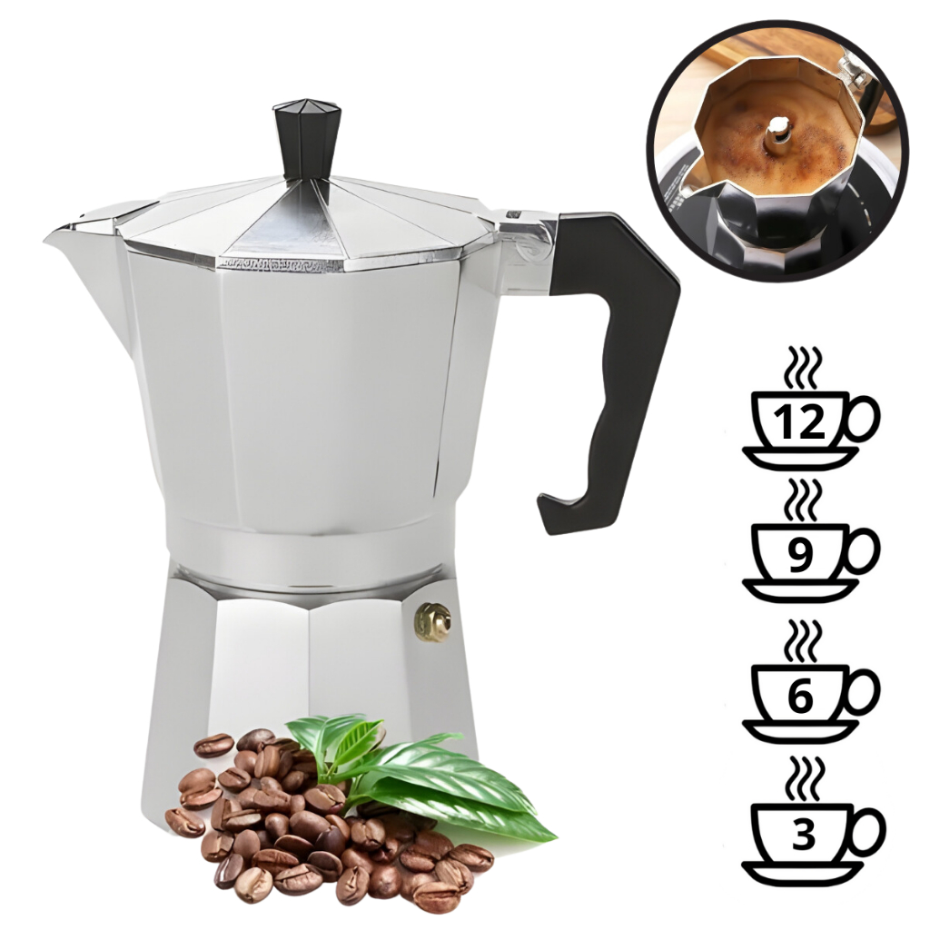 Imagem Cafeteira Italiana 3/6/9/12 Xícaras CLINK Alumínio / Manual / Cozinha / Café Moka Expresso