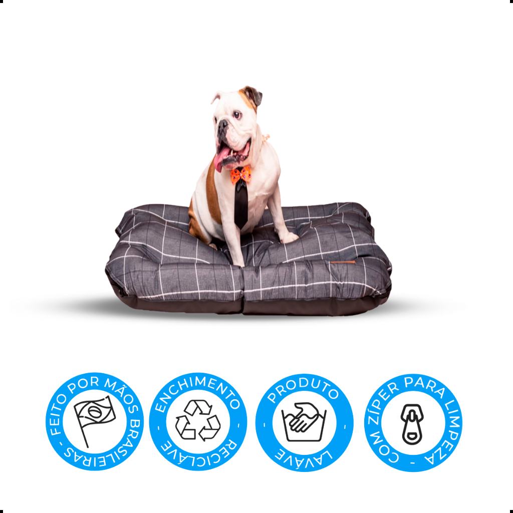 Cama Para Caes Grandes Caminha de Cachorro Labrador Pitbull Cinza - Tamanho G 80 Cm X 50 Cm