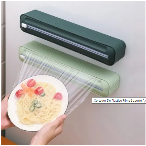 Cortador De Plástico Filme Suporte Ajustável Dispenser Selador Comida Cozinha Embalagem