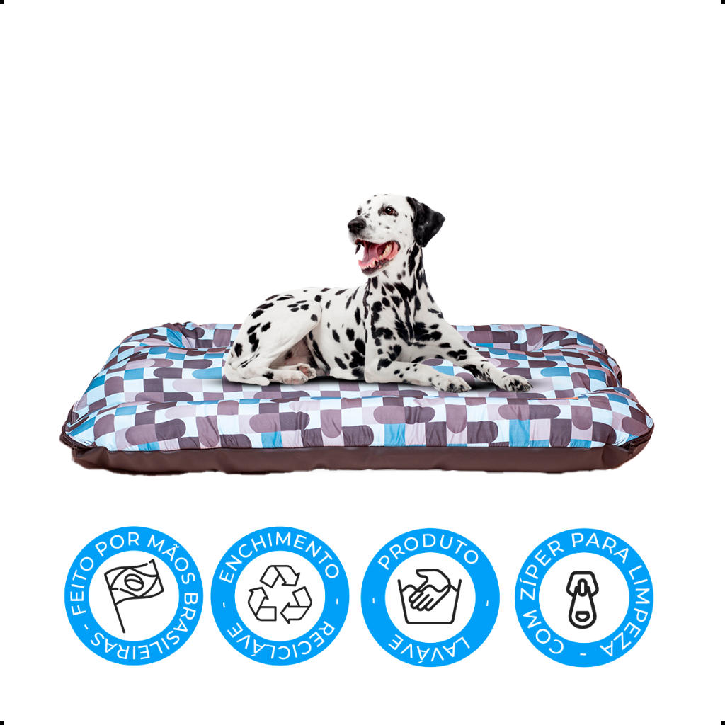 Cama Pet Para Cachorros E Gatos Barata Caminha Extra Grande Abstrato Azul Tamanho Gg 100Cm X 80Cm