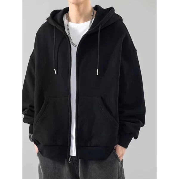 Moletom Blusa Aberto Com Ziper e Capuz de Frio INVERNO LISO