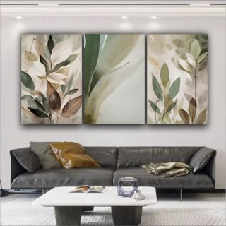 Quadro Decorativo Canvas Folha Minimalista Arte Botânica 3 PEÇAS em Oferta na Shopee