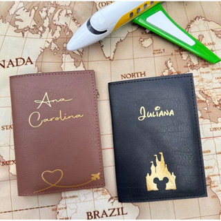 Capa Porta Passaporte Personalizado Duplo ou individual “Cabe até dois Passaportes” em Oferta na Shopee